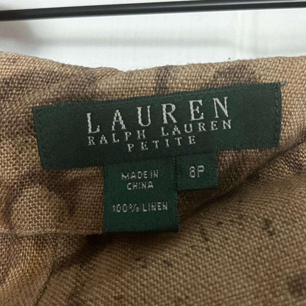Ralph Lauren Tan and Brown Floral Midi linen Skirt - Picture 3 of 4